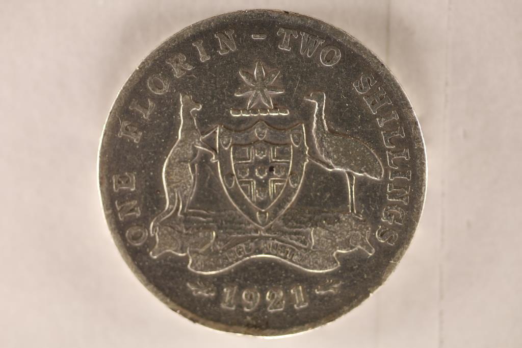 1921 AUSTRALIAN SILVER ONE FLORIN / 2 SHILLINGS (1 of 2)