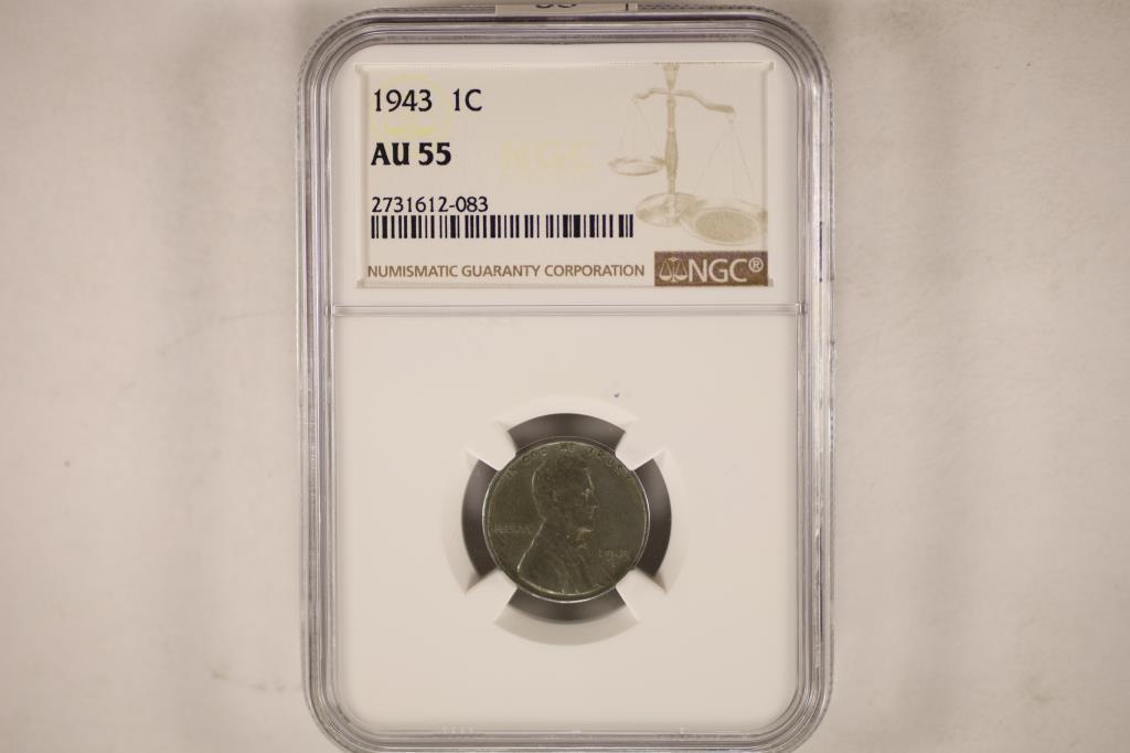1943 STEEL LINCOLN CENT NGC AU55 (1 of 2)