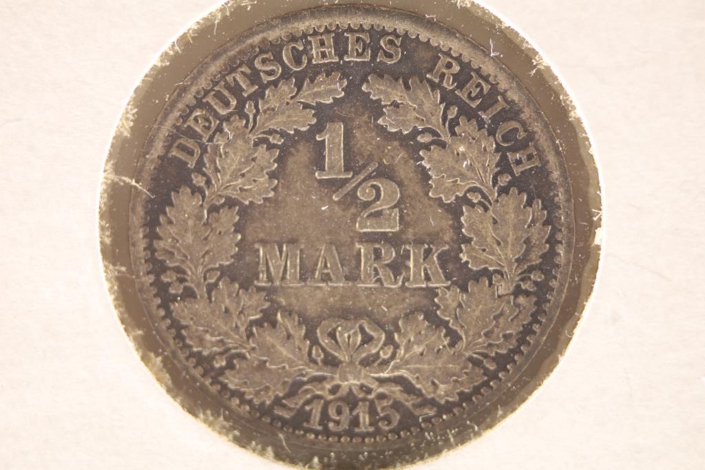 1915-F GERMAN SILVER 1/2 MARK (VF) .0796 ASW (1 of 2)