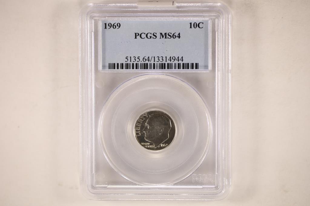 1969 ROOSEVELT DIME PCGS MS64 (1 of 2)