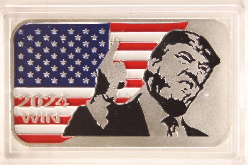 1 TROY OZ .999 FINE SILVER PROOF DONALD TRUMP (1 of 2)