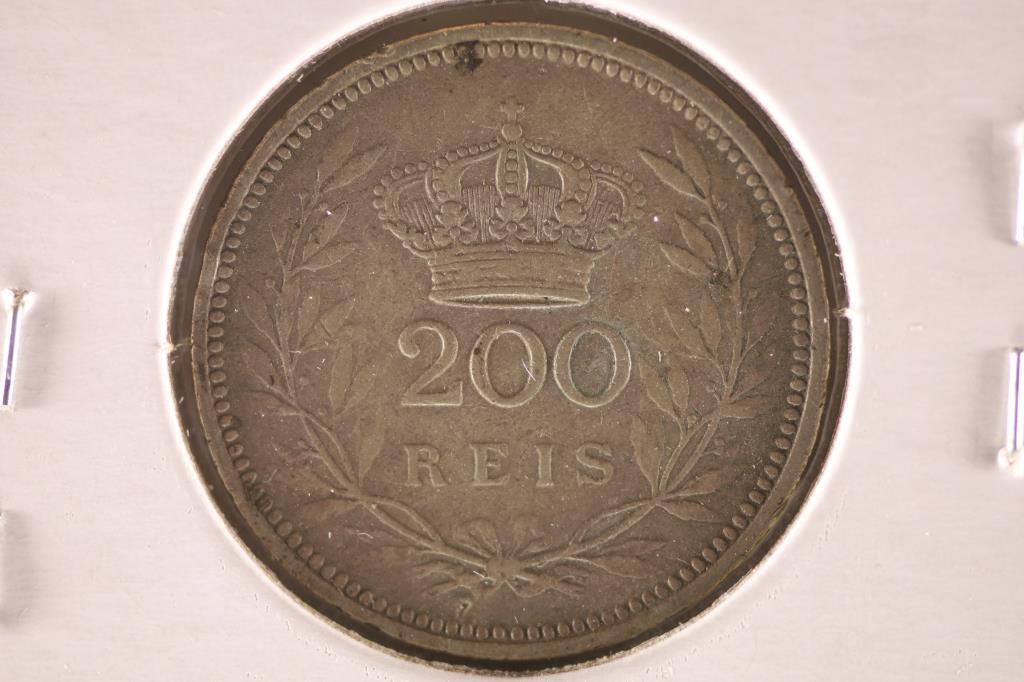 1909 PORTUGAL SILVER 200 REIS .1334 ASW: WATCH FOR OUR NEXT AUCTION ON MON. JUNE 20TH, 2022 AT 7 PM EDT