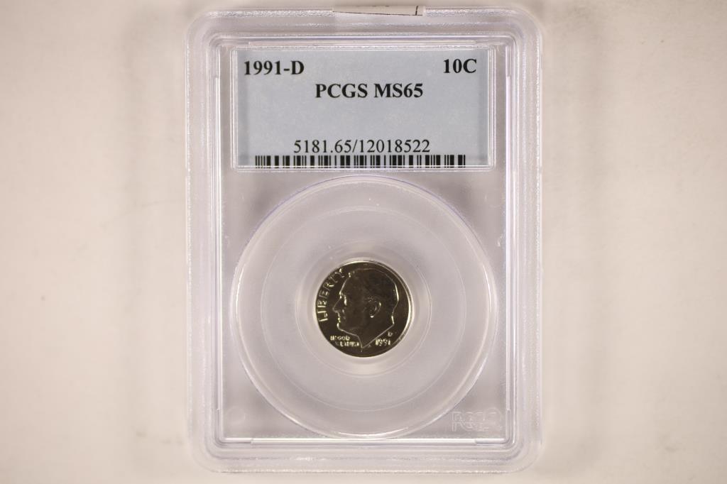 1991-D ROOSEVELT DIME PCGS MS65 (1 of 2)