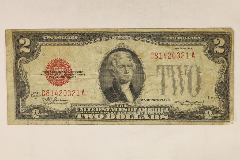 1928-D US $2 NOTE RED SEAL (1 of 2)