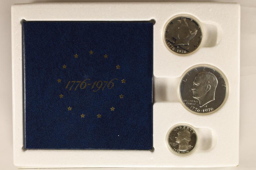 1976-S SILVER BICENTENNIAL 3 PIECE PROOF SET: ORIGINAL US MINT PACKAGING