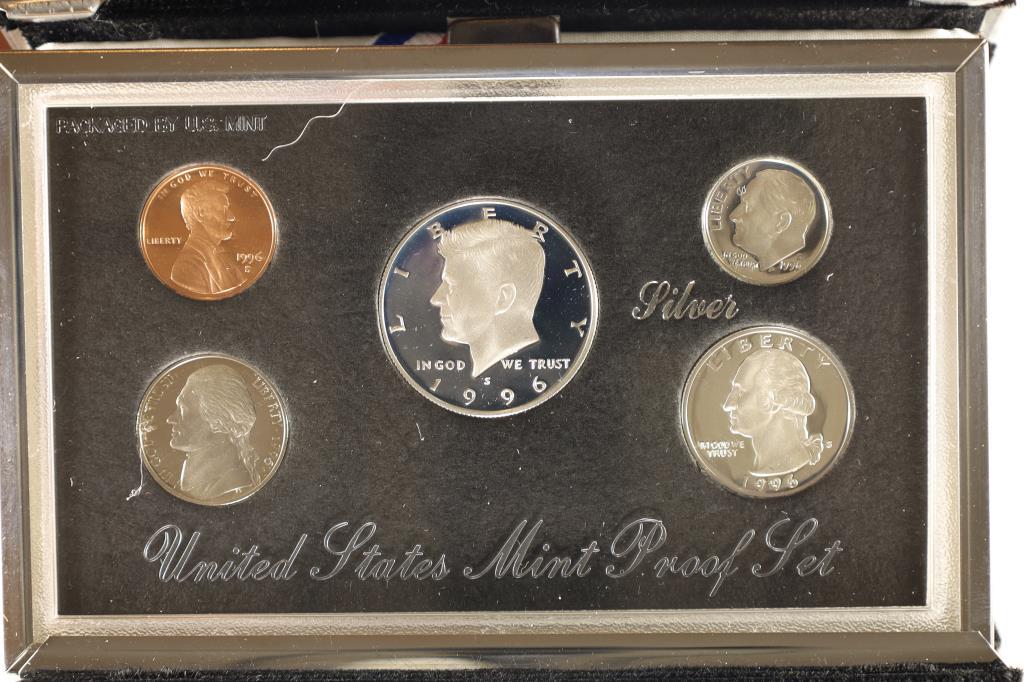 1996 US SILVER PREMIER PROOF SET (WITH BOX) AND (1 of 3)