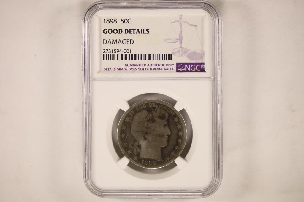 1898 SILVER BARBER HALF DOLLAR NGC (GOOD DETAILS) (1 of 2)