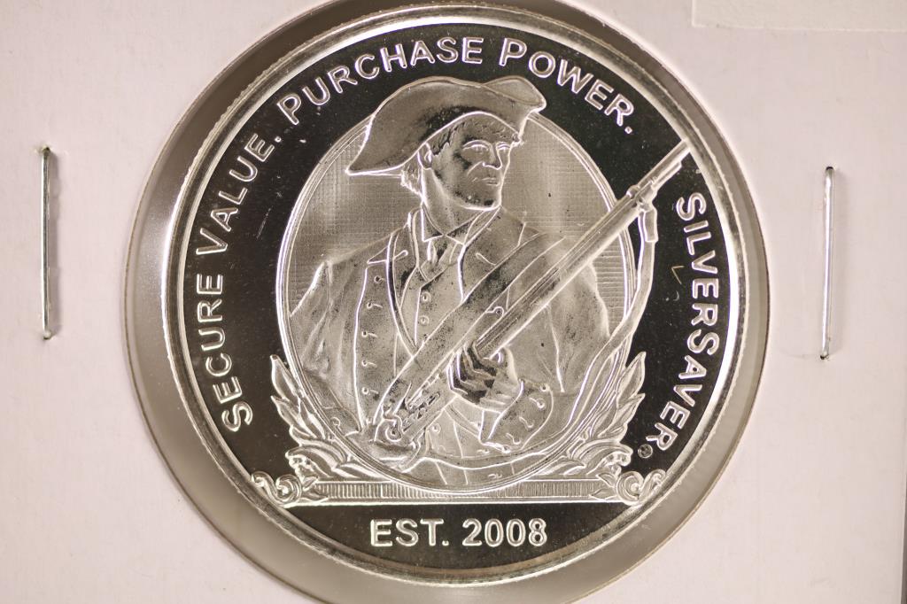1 TROY OZ .999 FINE SILVER 2008 PF ROUND "SECURE (1 of 2)