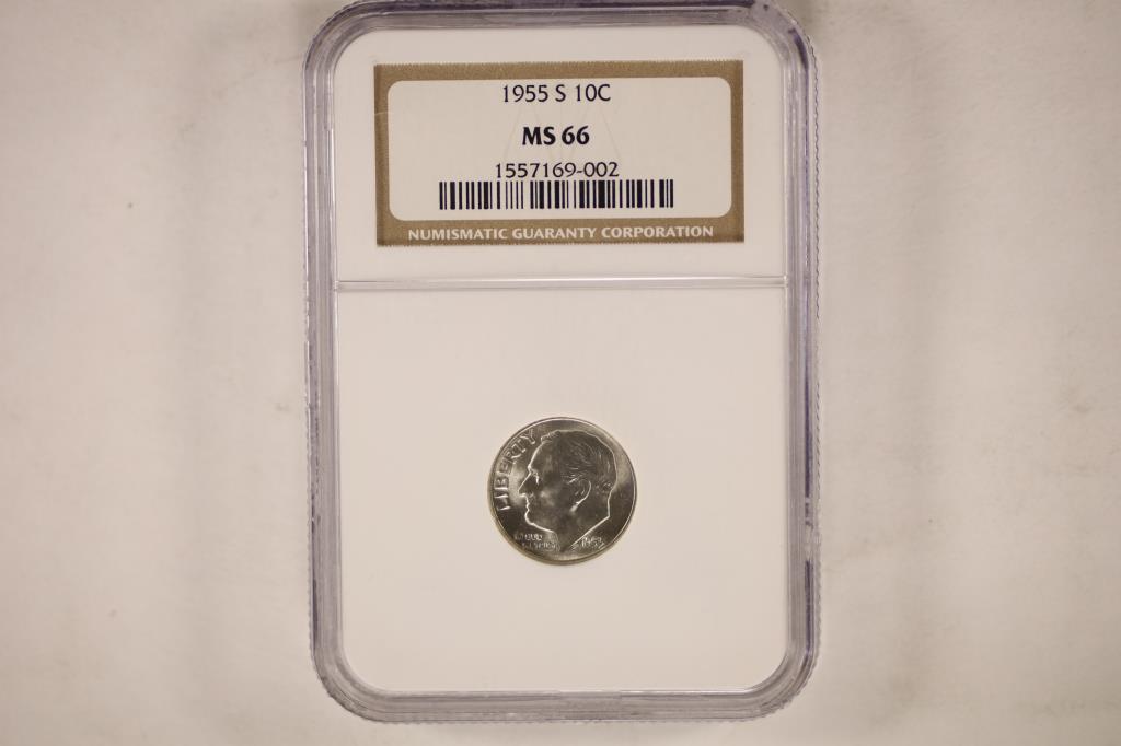 1955-S SILVER ROOSEVELT DIME NGC MS66 (1 of 2)