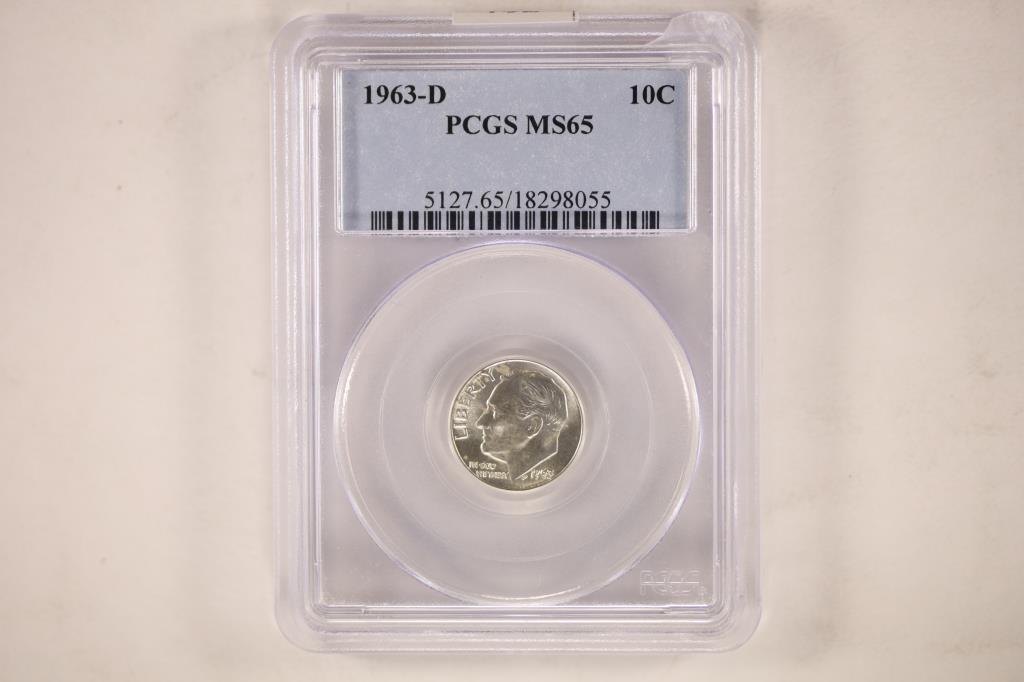 1963-D ROOSEVELT DIME PCGS MS65 (1 of 2)