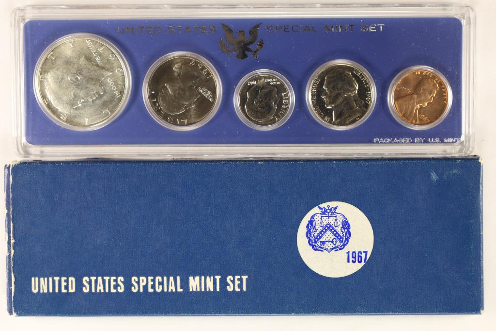 1967 US SPECIAL MINT SET WITH BOX: 40% SILVER JOHN F. KENNEDY HALF DOLLAR