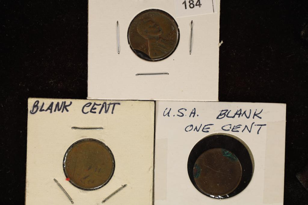 ERRORS: 3 LINCOLN CENTS: 1 1964-D CLIPPED AND 2 (1 of 2)