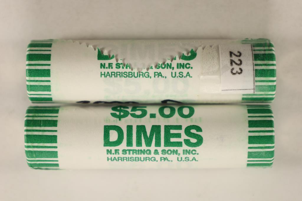 2 BRILLIANT UNC $5 ROLLS OF 2009-D ROOSEVELT DIMES: WATCH FOR OUR NEXT AUCTION ON MONDAY JUNE 27TH, 2022 AT 7 PM EDT
