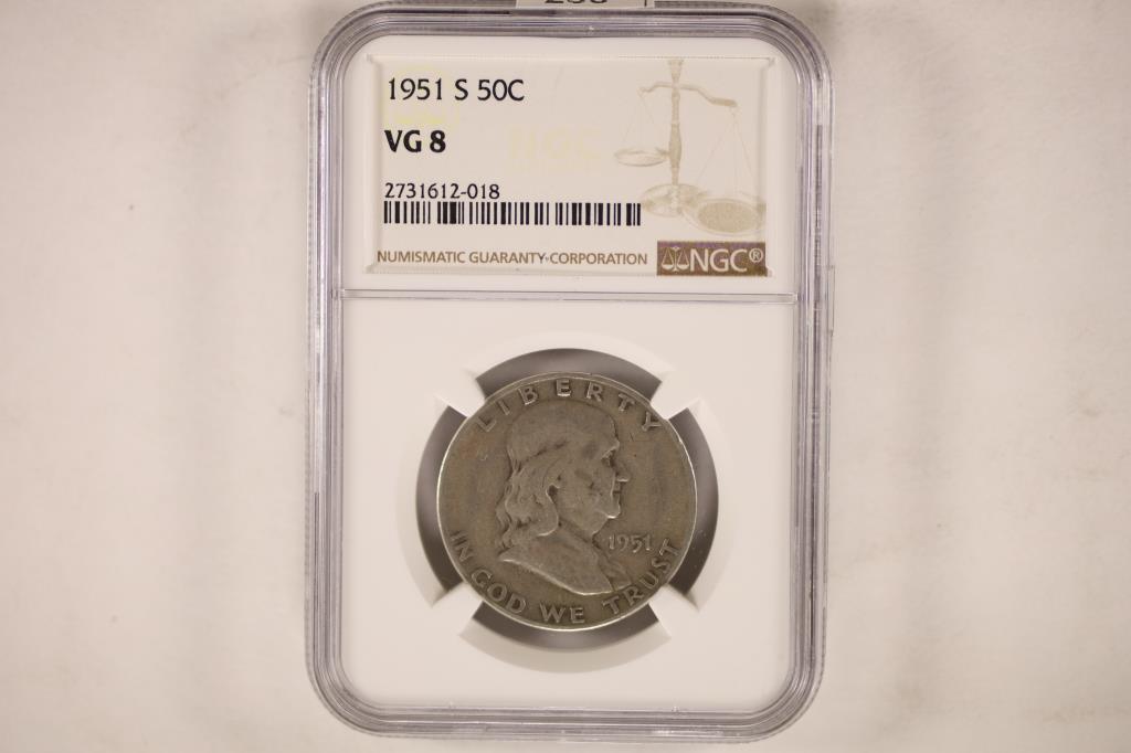 1951-S FRANKLIN HALF DOLLAR NGC VERY GOOD 8 (1 of 2)