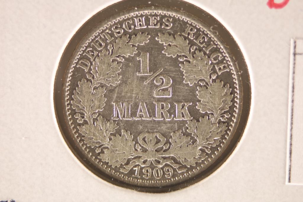 1909-D GERMAN SILVER 1/2 MARK SOME SCRATCHES (1 of 2)