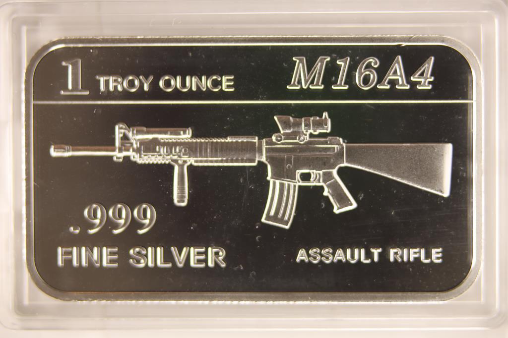 1 TROY OZ .999 FINE SILVER 2008 PROOF INGOT: M16A4 (1 of 2)