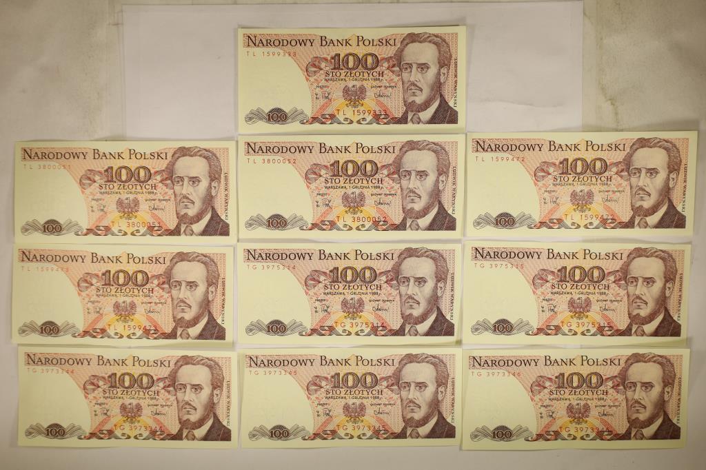 10-1988-POLAND 100 ZLOTYCH BILLS CRISP UNC (1 of 2)