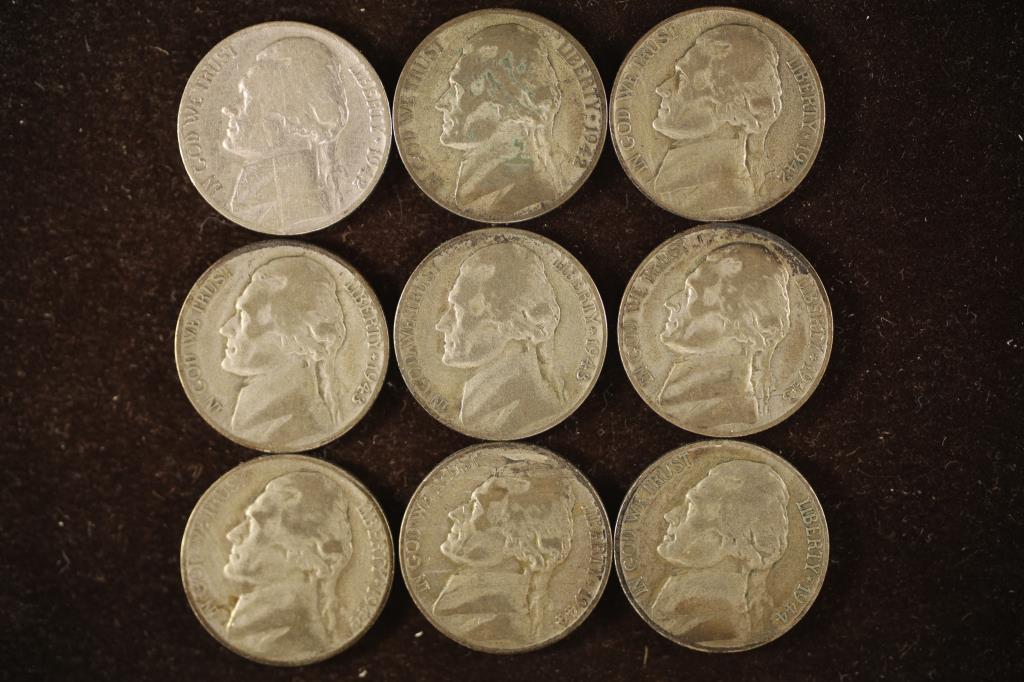 8- SILVER JEFFERSON WAR NICKELS AND ONE NOT SILVER (1 of 2)