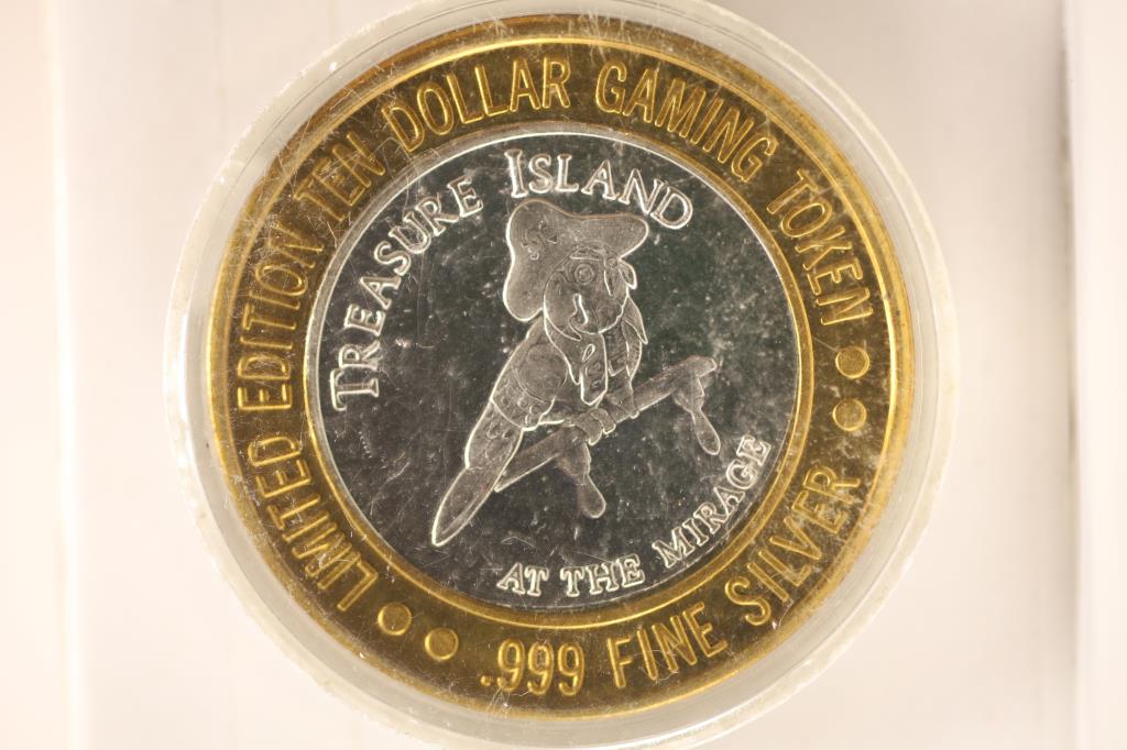 CASINO $10 SILVER TOKEN (UNC) TREASURE ISLAND (1 of 2)
