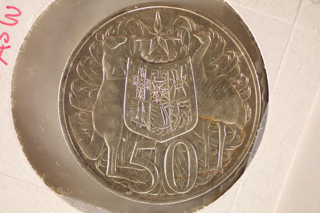 1966 AUSTRALIA SILVER 50 CENT PIECE UNC .3416 ASW (1 of 2)