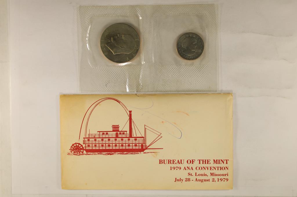 1979 ANA CONVENTION ST. LOUIS, MO, CONTAINS: 1978: IKE DOLLAR AND 1979 SBA DOLLAR BOTH UNC, IN ENVELOPE