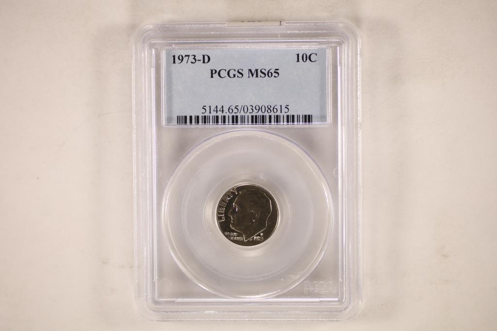 1973-D ROOSEVELT DIME PCGS MS65 (1 of 2)