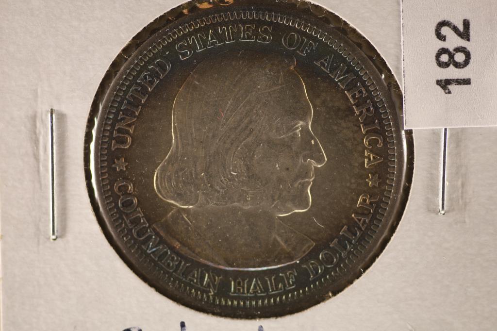 1893 US COLOMBIAN SILVER HALF DOLLAR, NICE TONING (1 of 2)
