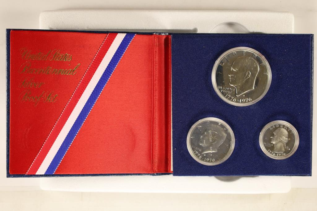 1976 US BICENTENNIAL SILVER 3 COIN PROOF SET (1 of 3)