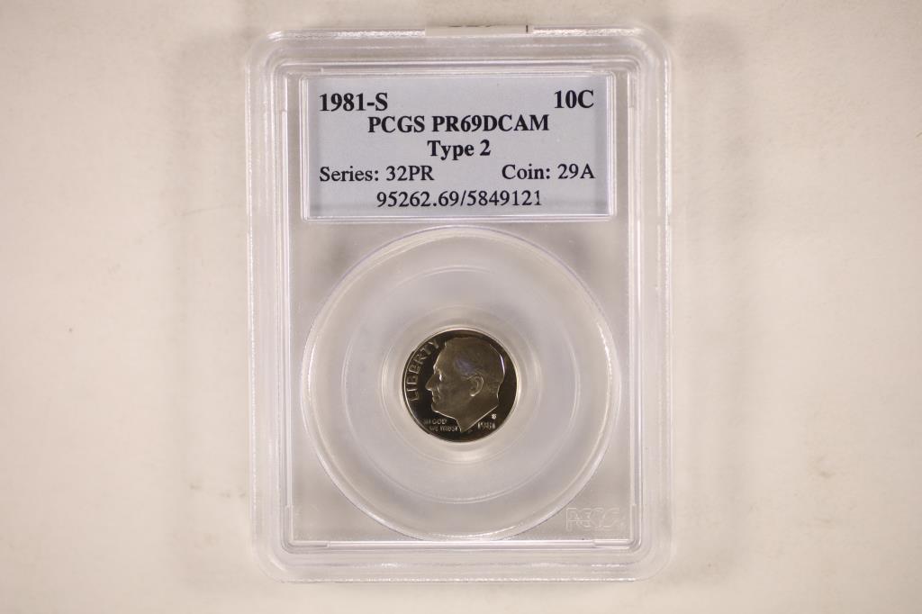 1981-S ROOSEVELT DIME PCGS PR69 DCAM TYPE II (1 of 2)