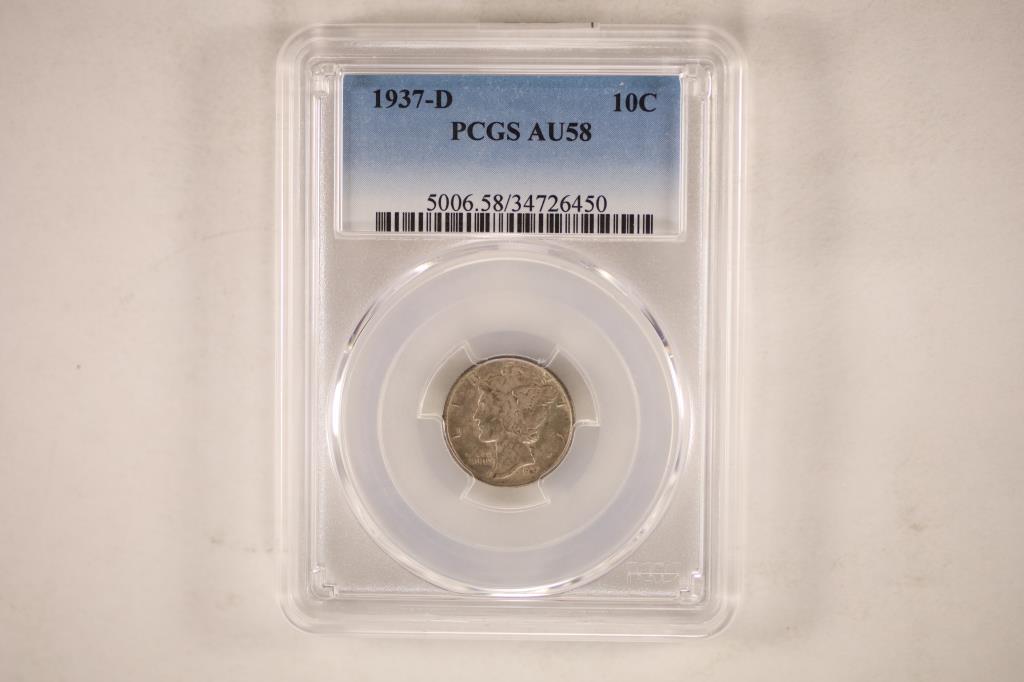 1937-D SILVER MERCURY DIME PCGS AU58 (1 of 2)