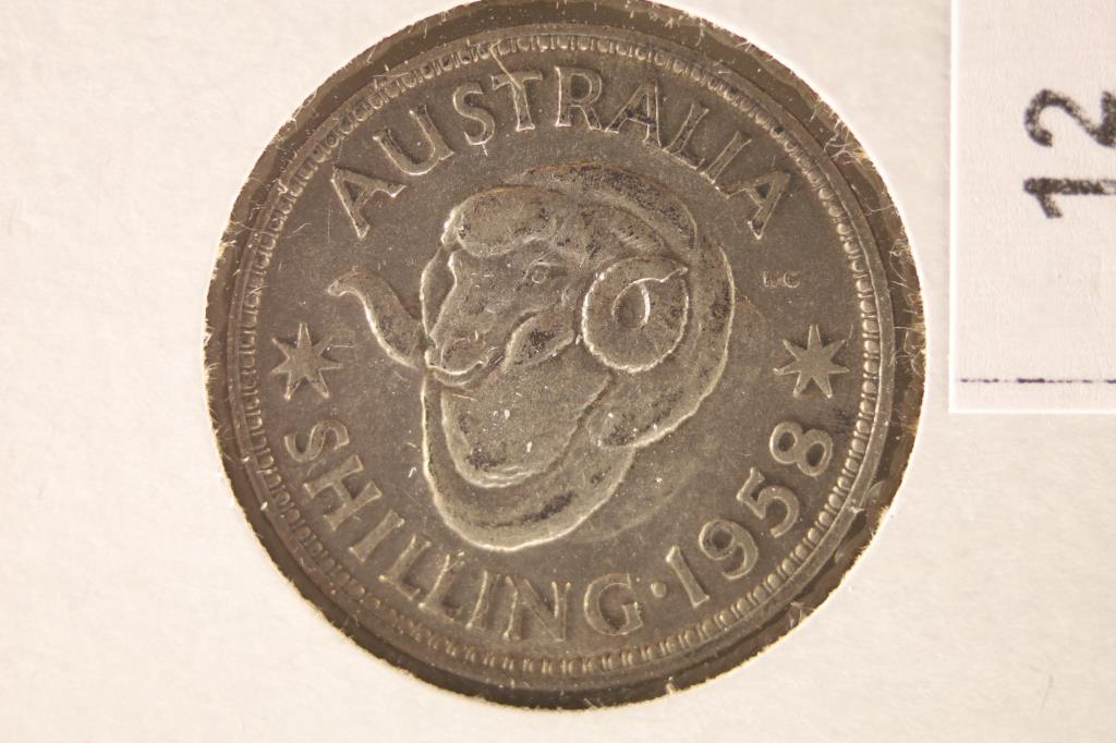 1958 AUSTRALIA SILVER SHILLING .0902 OZ. ASW (1 of 2)