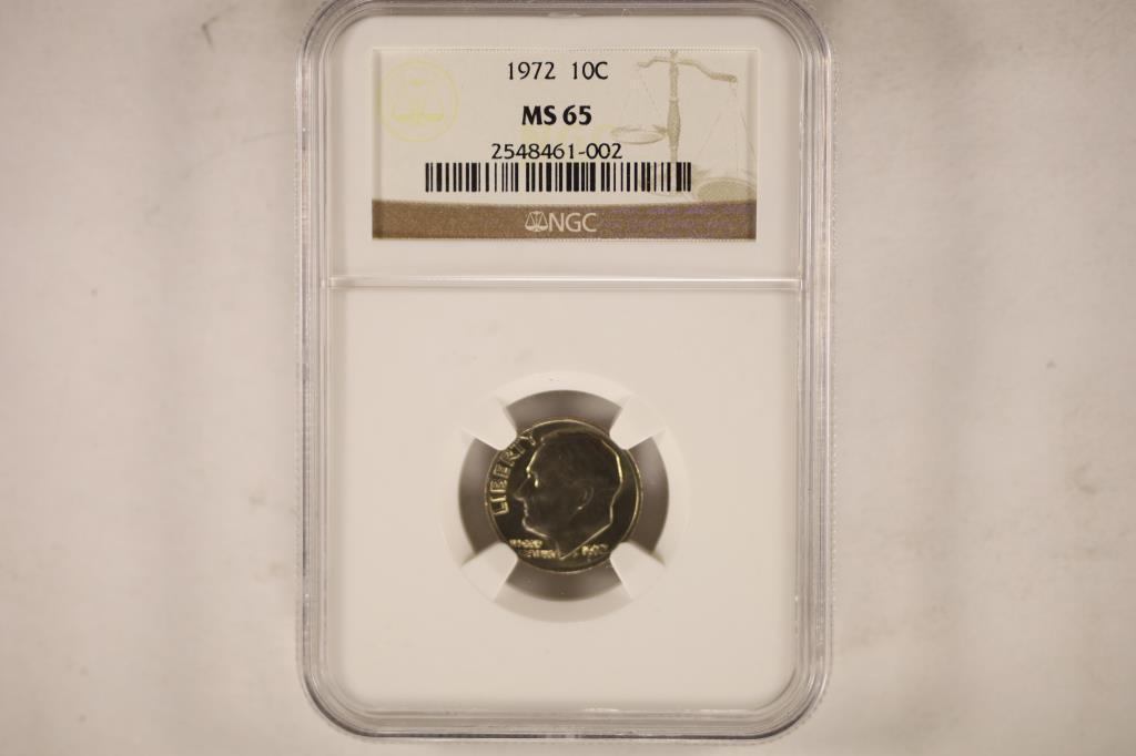 1972 ROOSEVELT DIME NGC MS65 (1 of 2)