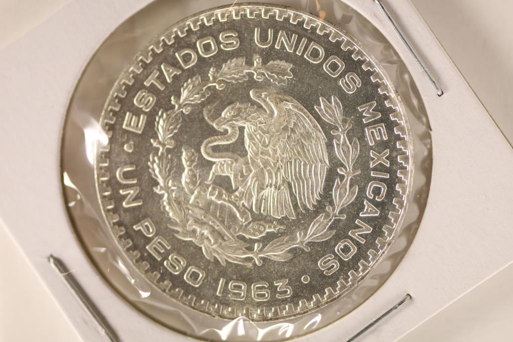 1963 MEXICO SILVER 1 PESO BU .100 OZ ASW (1 of 2)