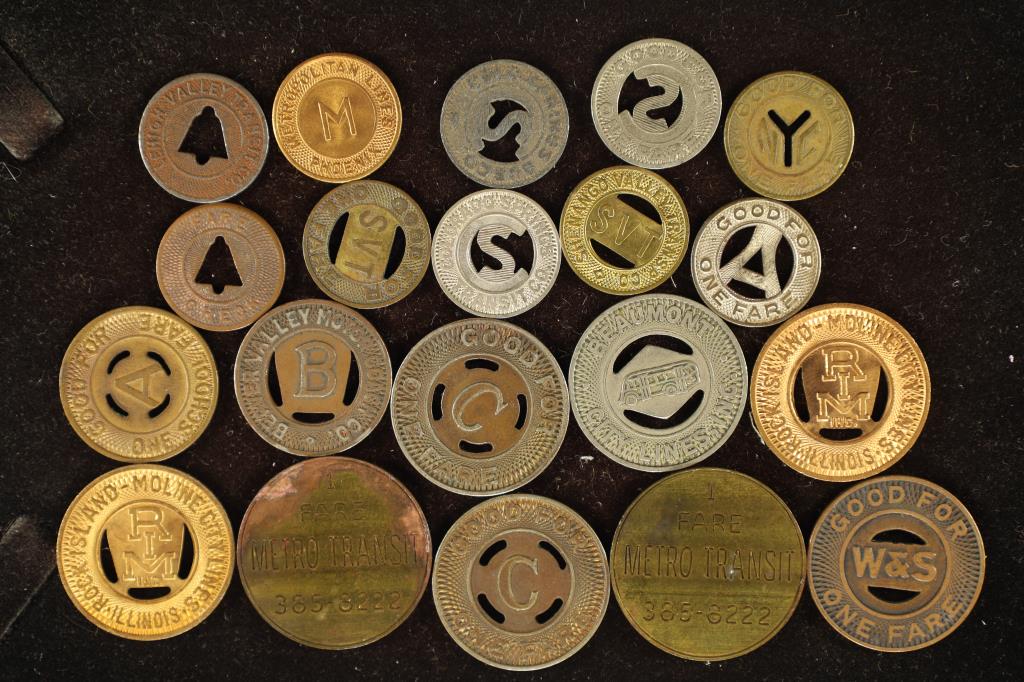 20 ASSORTED VINTAGE TRANSIT TOKENS: COLORADO (1 of 2)
