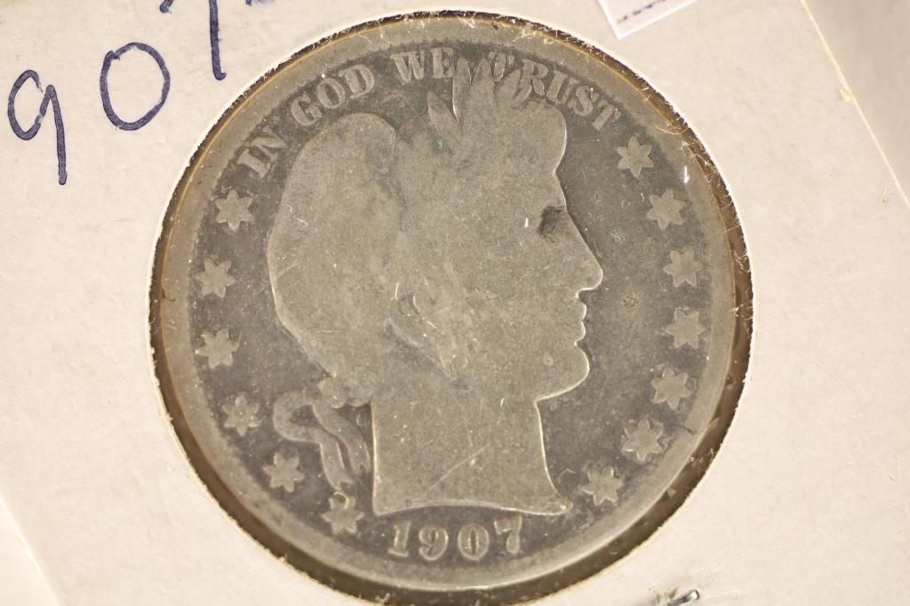 1907-O SILVER BARBER HALF DOLLAR TONING SPOTS ON (1 of 2)