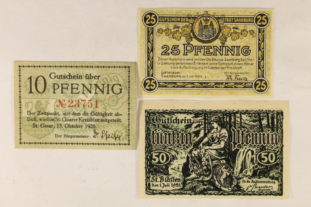 3-1920 GERMAN NOTES CRISP UNC: 10 PFENNING, 25 (1 of 2)