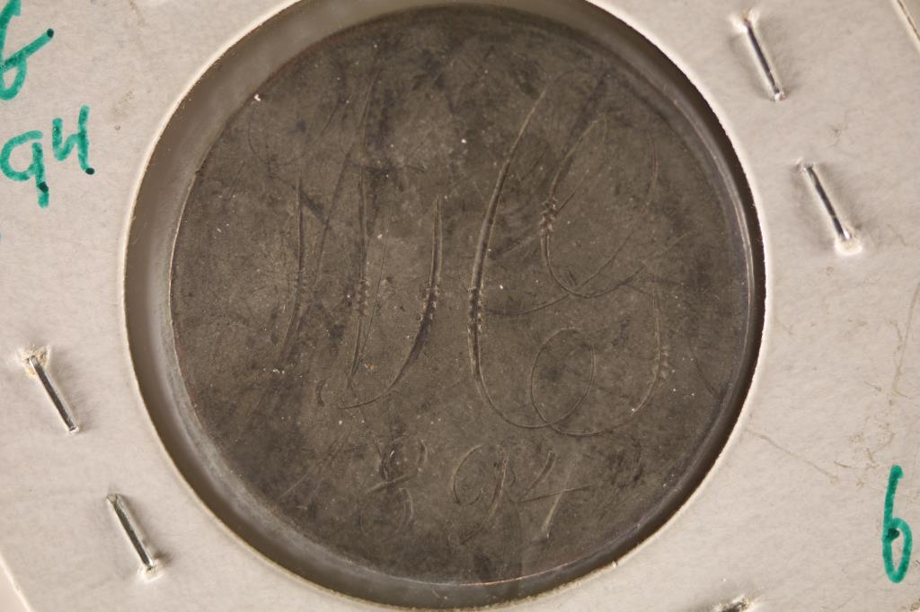 UNUSUAL LOVE TOKEN ON US LARGE 1800'S 1 CENT COIN (1 of 2)