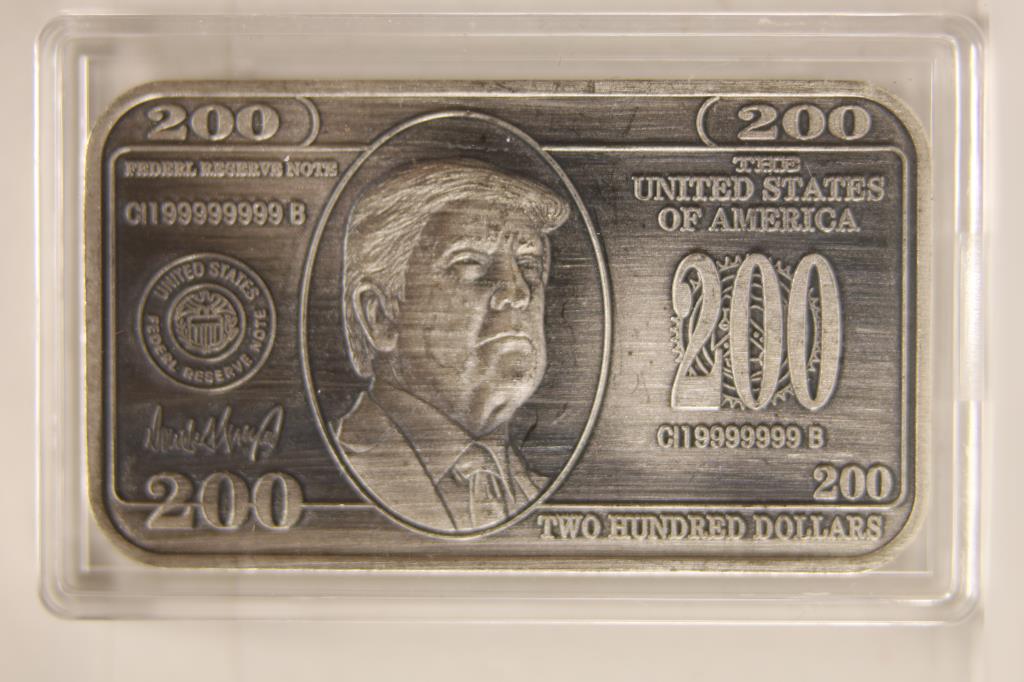 1 TROY OZ .999 FINE SILVER PROOF INGOT: TRUMP ON (1 of 2)