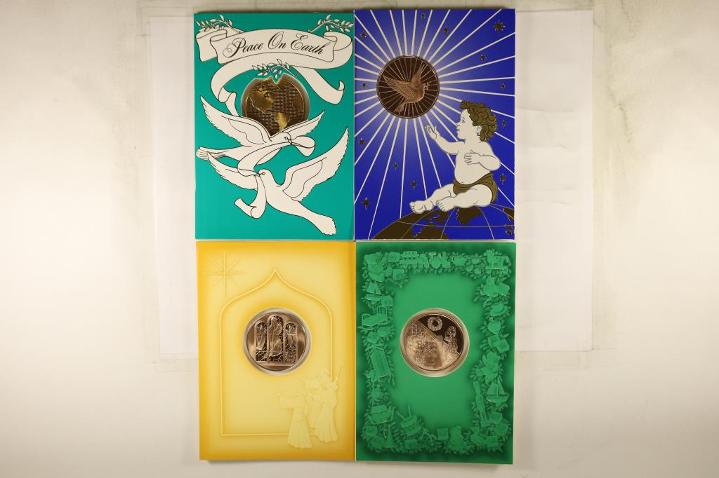 4 FRANKLIN MINT HOLIDAY CARDS WITH 1 1/2" (1 of 2)