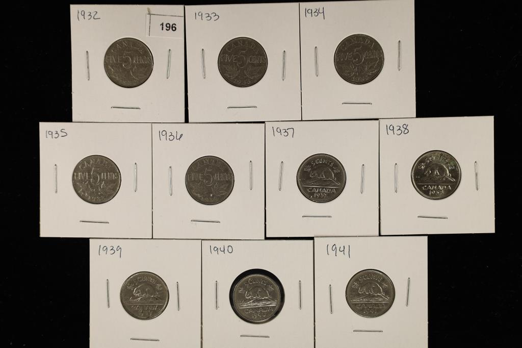 1932-1941 CANADA 5 CENT UNC COINS (1 of 2)