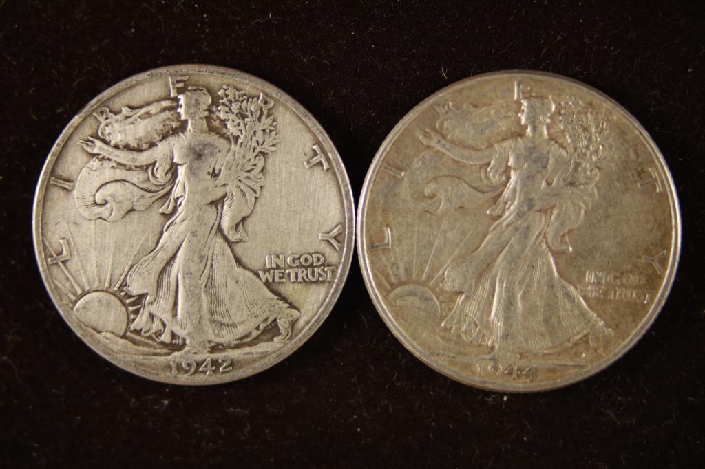 1942-D & 1944 WALKING LIBERTY HALF DOLLARS: WATCH FOR OUR NEXT AUTION ON MON. JULY 11TH, 2022 AT 7 PM EDT
