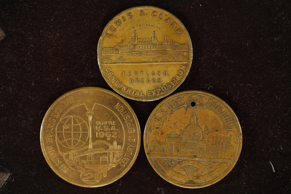 3 ASSORTED METAL TOKENS: 1893  WORLDS COLUMBIAN (1 of 2)