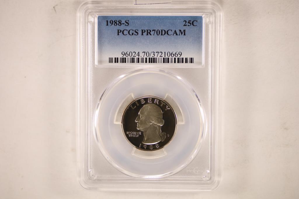 1988-S WASHINGTON QUARTER PCGS PR70 DCAM: WATCH FOR OUR NEXT AUTION ON MON. JULY 11TH, 2022 AT 7 PM EDT
