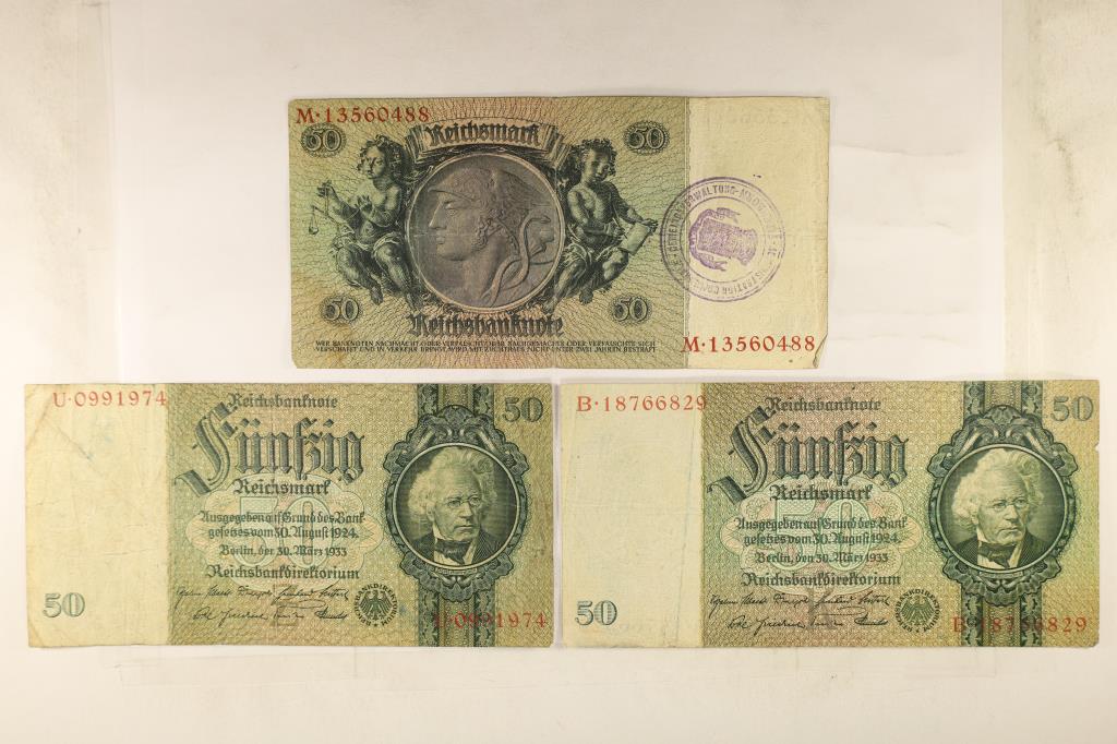 3-1933 GERMAN 50 MARK BILLS (1 of 2)