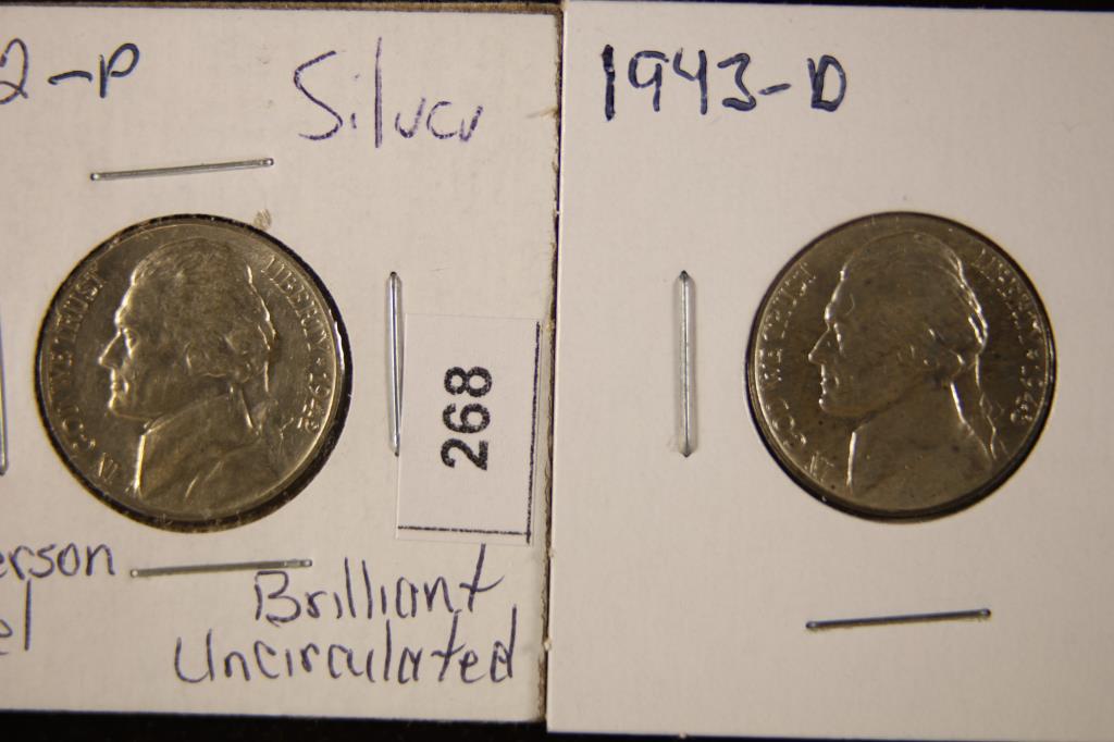 1942-P & 1943-D 35% SILVER JEFFERSON WAR NICKELS (1 of 2)
