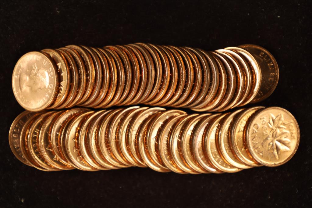 50 CENT ROLL OF 1962 UNC CANADA 1 CENT COINS (1 of 1)
