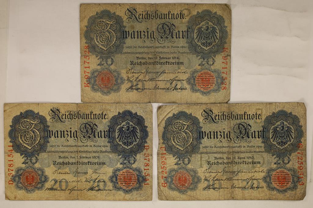 3-1908 GERMAN 20 MARK NOTES (1 of 2)