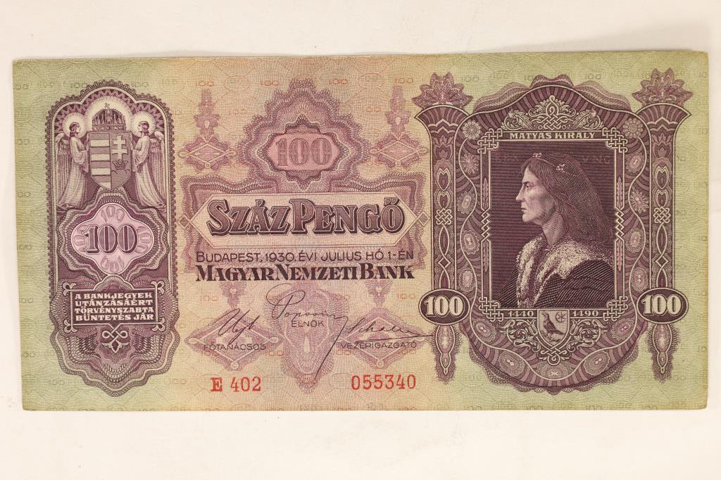 1930 HUNGARY MAGYAR NEMZETI BANK NOTE 100 PENGO (1 of 2)
