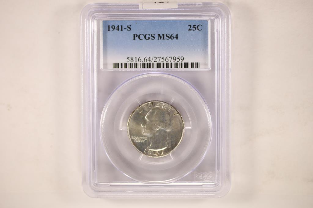 1941-S WASHINGTON SILVER QUARTER PCGS MS64 (1 of 2)