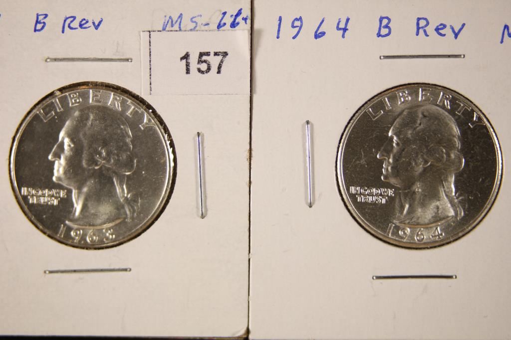 1963 & 1964 WASHINGTON SILVER QUARTERS BU (1 of 2)